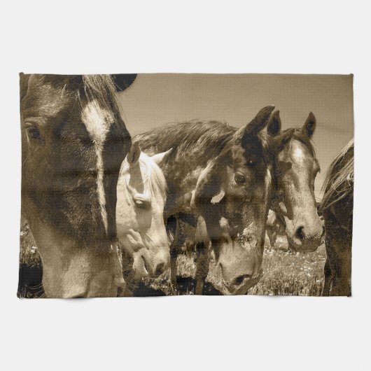 Whimsical Stallions Horse Kitchen Towel Theedoek (Horizontaal)