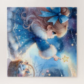 Whimsical Star Gazer Girl Watercolor Legpuzzel (Horizontaal)