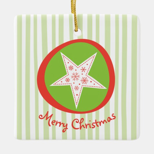 Whimsical Star-kerstversiering Keramisch Ornament (Voorkant)