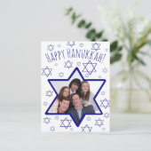 Whimsical Star of David Foto Frame Happy Hanukkah Feestdagenkaart (Staand voorkant)