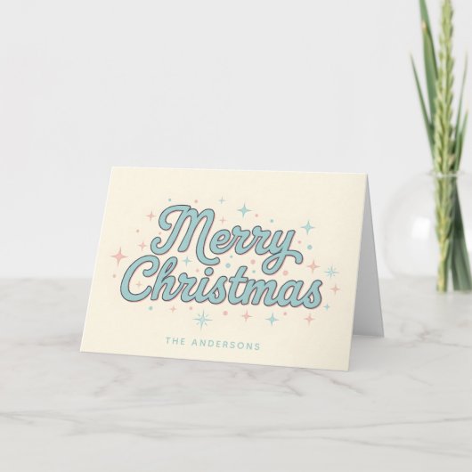 Whimsical Starburst Script Merry Christmas Feestdagen Kaart (Voorkant)