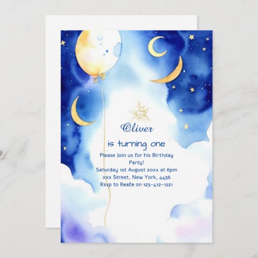 Whimsical Stardust Online Verjaardag Kaart (Voorkant / Achterkant)