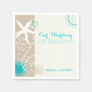 Whimsical Starfish + Beach Sand Wedding Servet