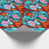 Whimsical Starfish Seashells Beach Blauwgroen Roze Cadeaupapier (Hoek)