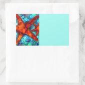 Whimsical Starfish Seashells Beach Blauwgroen Roze Rechthoekige Sticker (Tas)