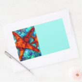 Whimsical Starfish Seashells Beach Blauwgroen Roze Rechthoekige Sticker (Envelop)