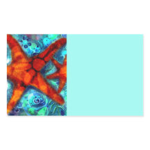 Whimsical Starfish Seashells Beach Blauwgroen Roze