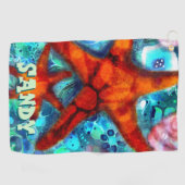 Whimsical Starfish Seashells Beach gepersonaliseer Golfhanddoek (Horizontaal)