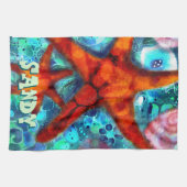 Whimsical Starfish Seashells Beach gepersonaliseer Theedoek (Horizontaal)