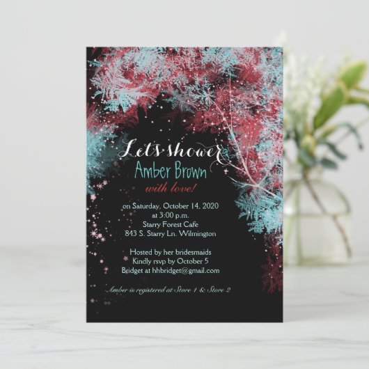 Whimsical Starry Forest Vrijgezellenfeest Kaart (Staand voorkant)