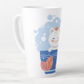 Whimsical Starry Kitten Blue Teacup Latte Mug Mok (Linkerhoek)