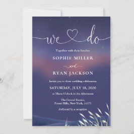 Whimsical Starry Night Script Modern Wedding  Kaart