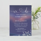 Whimsical Starry Night Script Modern Wedding Kaart (Staand voorkant)