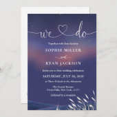 Whimsical Starry Night Script Modern Wedding Kaart (Voorkant / Achterkant)
