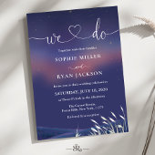 Whimsical Starry Night Script Modern Wedding  Kaart