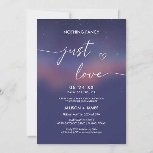Whimsical Starry Night Script Modern Wedding Kaart (Voorkant)