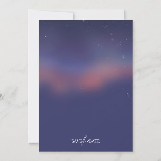 Whimsical Starry Night Script Modern Wedding Kaart (Achterkant)