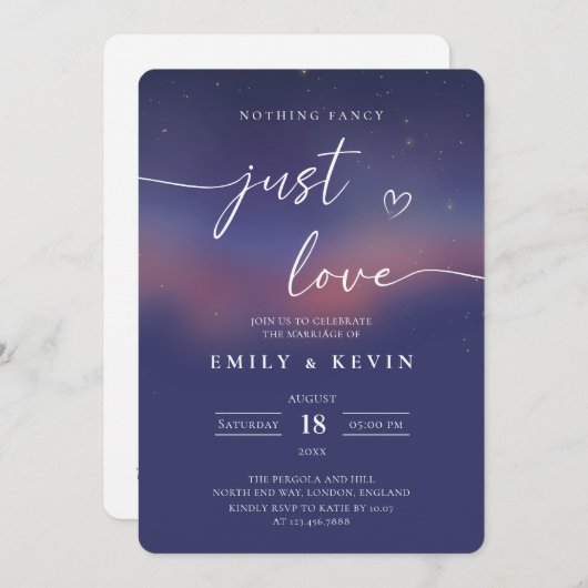 Whimsical Starry Night Script Modern Wedding  Kaart (Voorkant / Achterkant)