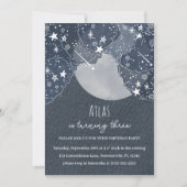 Whimsical Stars and Moon Birthday Party Invitation Kaart (Voorkant)
