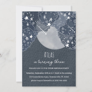 Whimsical Stars and Moon Birthday Party Invitation Kaart