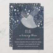 Whimsical Stars and Moon Birthday Party Invitation Kaart (Voorkant / Achterkant)