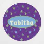 Whimsical Stars and Moons on Paars Personalized Labels (Design 1)