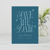 Whimsical Stars Blauwgroen Blauw Sla de datum op Save The Date (Staand voorkant)