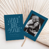 Whimsical Stars Blauwgroen Blauw Sla de datum op Save The Date
