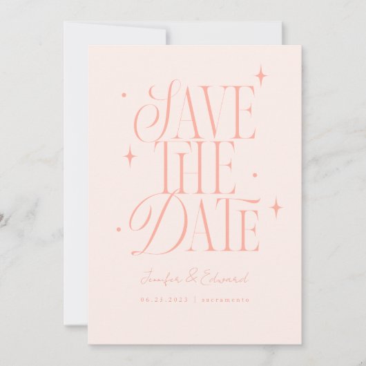 Whimsical Stars Blush Pink Save The Date (Voorkant)
