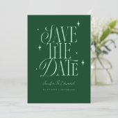 Whimsical Stars Emerald Green Save the Date (Staand voorkant)