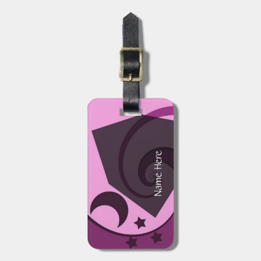 Whimsical Stars en Moon Bagagelabel (Voorkant verticaal)