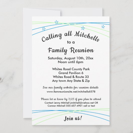 Whimsical Stars Familiereünie of Uitnodiging voor (Voorkant)