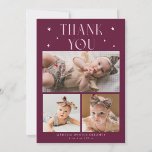 Whimsical Stars Foto Raster Cranberry Geboorte Aankondiging