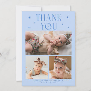 Whimsical Stars Foto Raster Ijsblauw Geboorte Aankondiging