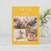 Whimsical Stars Fotorooster Geboorte Geel Aankondiging (Staand voorkant)