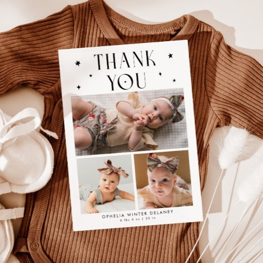 Whimsical Stars Fotorooster Wit Geboorte Aankondiging