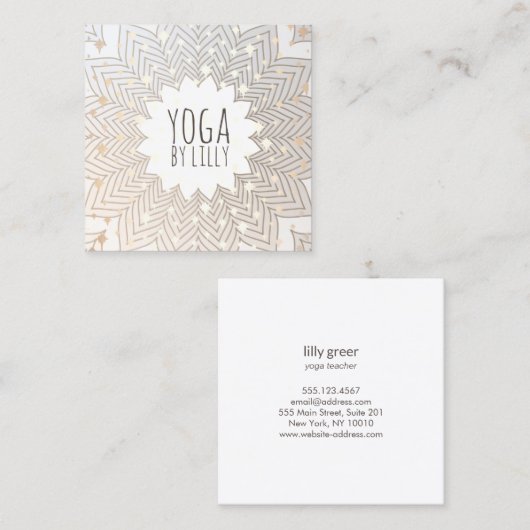 Whimsical Stars Lotus Mandala Flower Yoga Teacher Vierkante Visitekaartje (Voorkant / Achterkant)