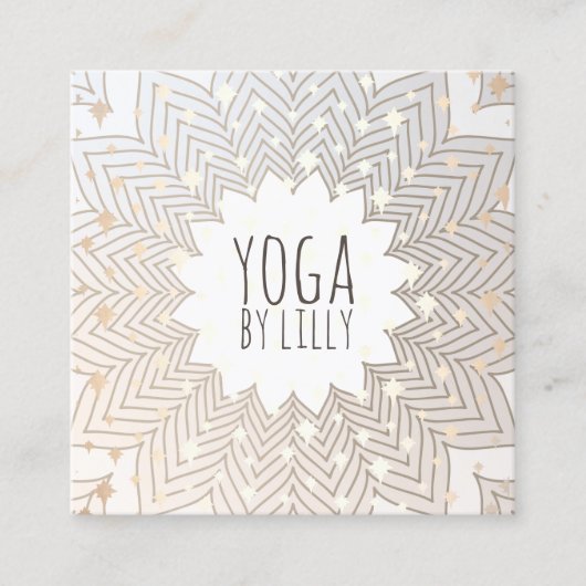 Whimsical Stars Lotus Mandala Flower Yoga Teacher Vierkante Visitekaartje (Voorkant)