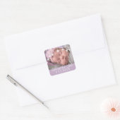 Whimsical Stars Nieuwe Baby Naam en Datum Vierkante Sticker (Envelop)