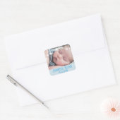 Whimsical Stars Nieuwe Baby Naam en Datum Vierkante Sticker (Envelop)
