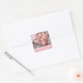 Whimsical Stars Nieuwe Baby Naam en Datum Vierkante Sticker (Envelop)