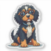 Whimsical Steampunk Cocker Spaniel, Cool Glasses, Sticker (Voorkant)