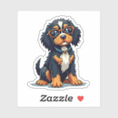 Whimsical Steampunk Cocker Spaniel, Cool Glasses, Sticker (Vel)