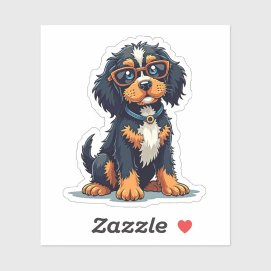 Whimsical Steampunk Cocker Spaniel, Cool Glasses, Sticker (Vel)