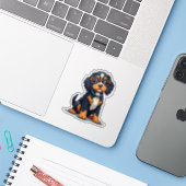 Whimsical Steampunk Cocker Spaniel, Cool Glasses, Sticker (Laptop met iPhone)