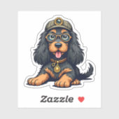 Whimsical Steampunk Cocker Spaniel, detective Pup, Sticker (Vel)
