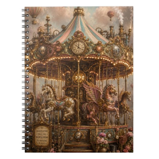 Whimsical Steampunk Draaimolen Notitieboek (Voorkant)