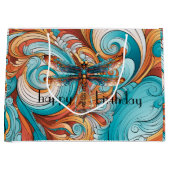 Whimsical Steampunk Dragonfly in Blauw en Sinaasap Groot Cadeauzakje (Voorkant)