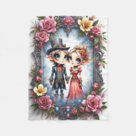 Whimsical Steampunk Elf Bruiloft Fleece Deken