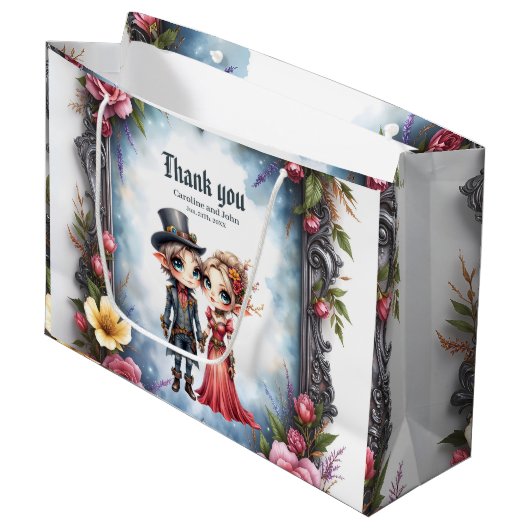 Whimsical Steampunk Elf Bruiloft Groot Cadeauzakje (Voorkant Gekanteld)